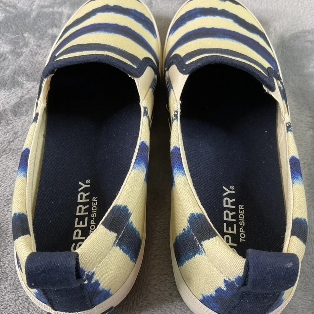 SPERRY‎ STS87169, Women Size 7.5 M Crest Twin Gore Tie Dye Stripe Navy Boating